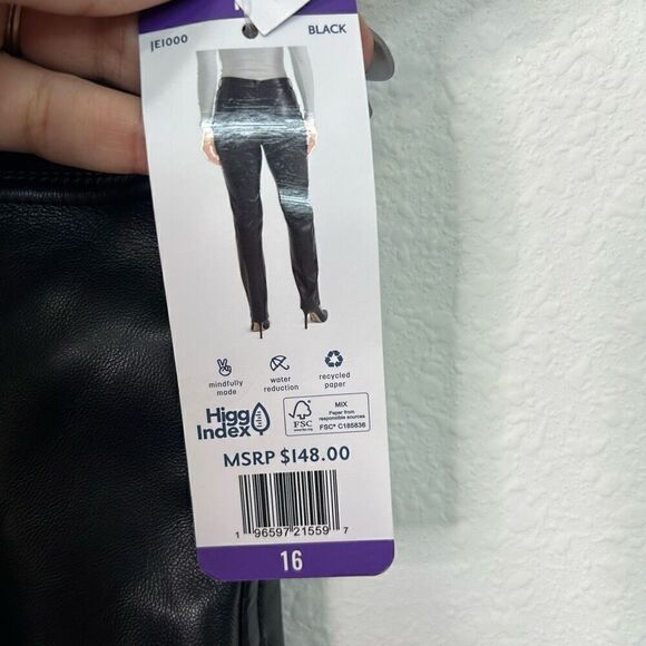Joie NWT Black Vegan Leather The Joie Pant Shiny Plus Size 16 - Picture 4 of 16
